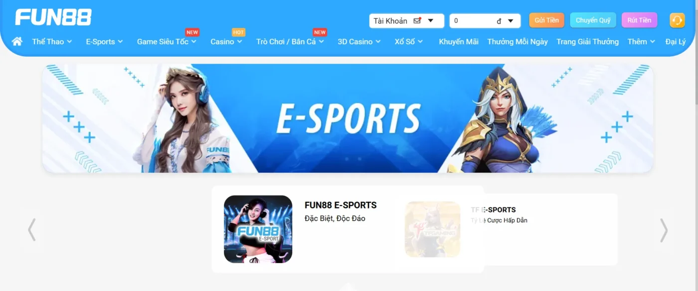 Các Trò Chơi Esports Nổi Bật Tại Fun 88