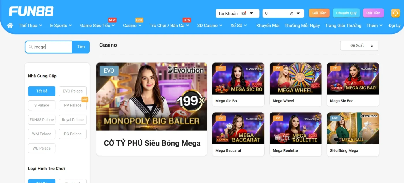 Giới thiệu về Mega Ball tại Fun88